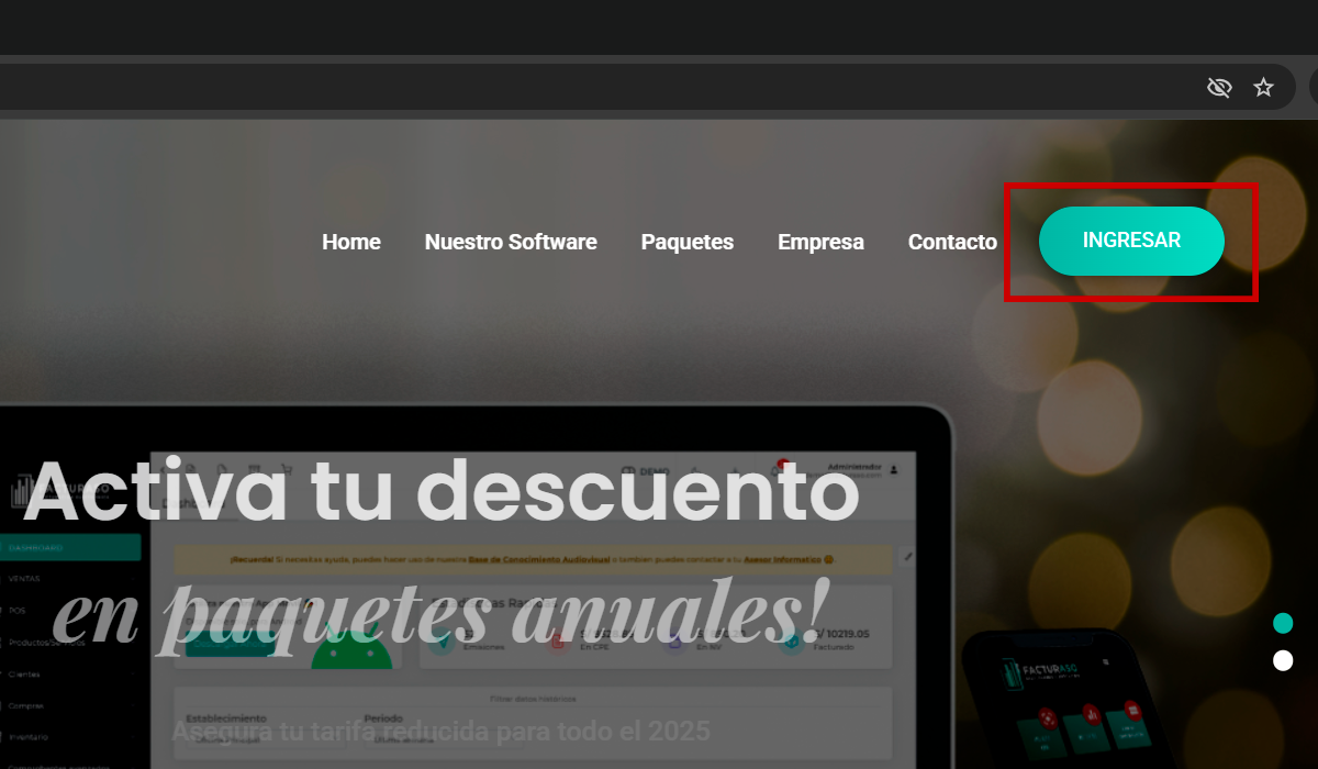 Formulario para ingresar el RUC en facturaso.com